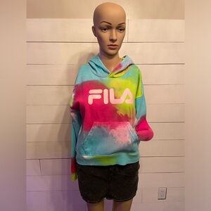 NWOT - FILA tie dye hoodie with glitter emblem